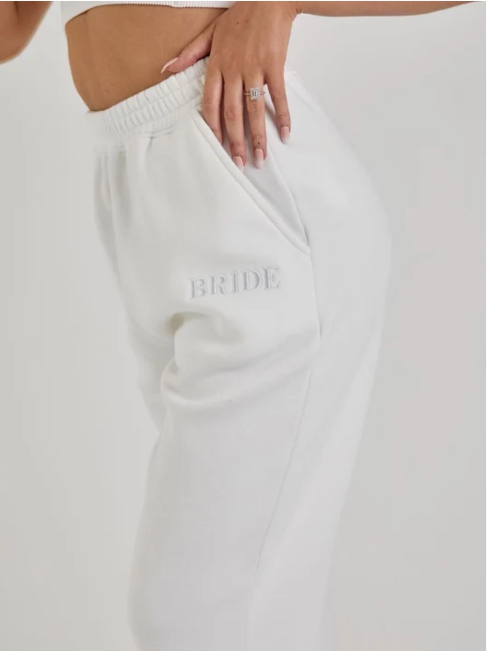 White 'BRIDE' Embroidered Sweat Joggers